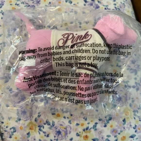 PINK Victoria's Secret Pink & Cream Plush Dog Toy - Picture 2 of 3